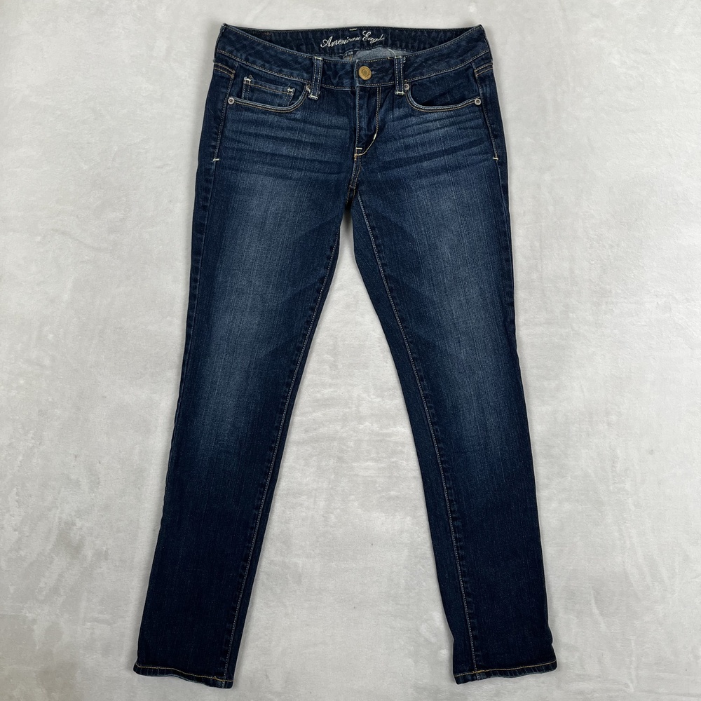 American Eagle Skinny Jeans Womens 4 Short Blue Dark Wash Stretch Denim